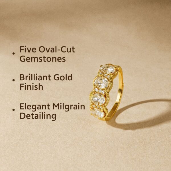 Gold Ring with Oval Sparkling Stones