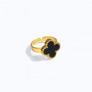 Imported Korean Design Gold Ring With Black Stone – Elegant Women’s Jewellery