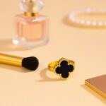 Imported Korean Design Gold Ring With Black Stone – Elegant Women’s Jewellery