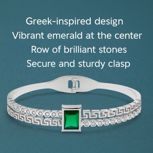 Silver Finish with Green Stone kada