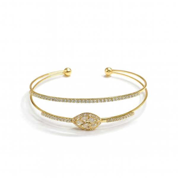 Golden Open Kada with Sparkling Leaf