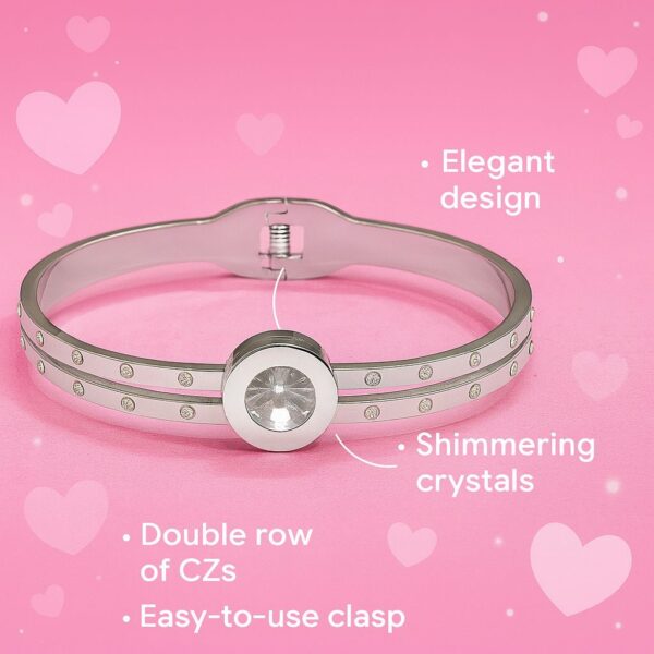 Imported Korean Design Silver Plated Stone Kada for Women & Girls | Elegant Adjustable Fashion Jewellery