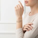 Mixed Metal Beaded Double Band Cuff Bangle - Image 2