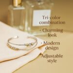 Mixed Metal Beaded Double Band Cuff Bangle - Image 4