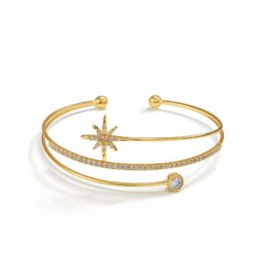 Dual Band Kada with Star and Stone