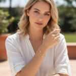 Korean Flower Double Band Gold Plated Bangle - Image 2