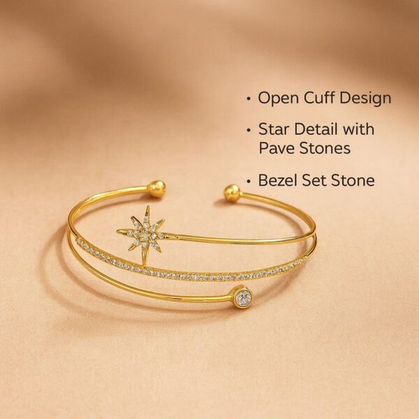 Dual Band Kada with Star and Stone