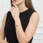 Greek Key Cameo Gold Plated Bangle | Secure Clasp - Image 2