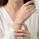 Mixed-Cut CZ Stone Silver Bangle | Adjustable - Image 2