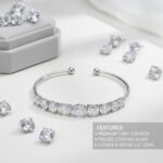 Mixed-Cut CZ Stone Silver Bangle | Adjustable - Image 4