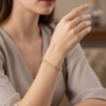 Double Row Tennis Wrap Gold Plated Bangle - Image 2