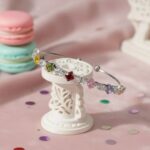 Multi-Color Square Cut Stone Silver Bangle - Image 3