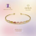 Baguette Multi-Color Stone Gold Plated Bangle - Image 4