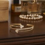 Korean Flower Triple Band Gold Plated Bangle - Image 4